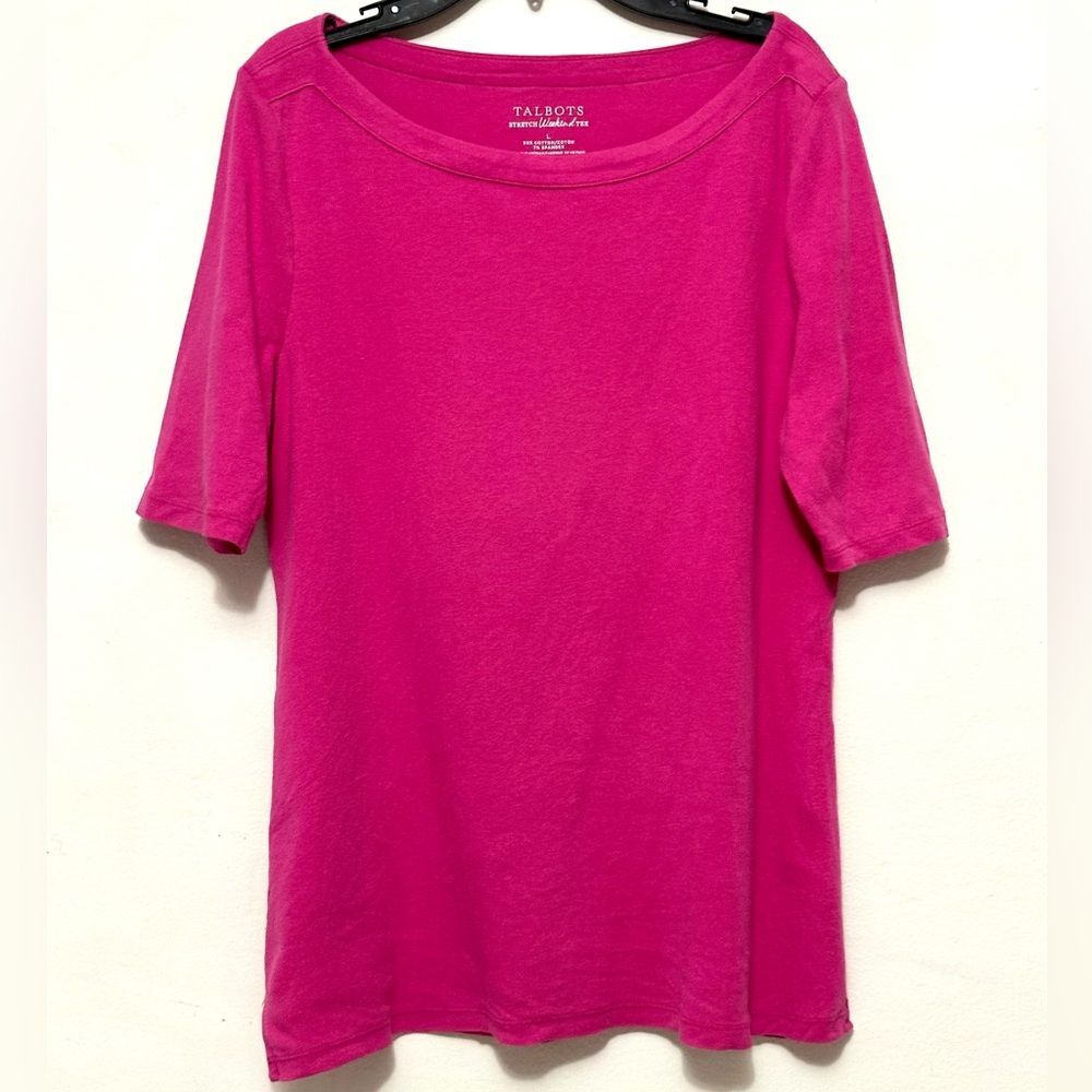 Talbots Stretch Weekend Tee Pink Short Sleeve T-Shirt Top Shirt Blouse